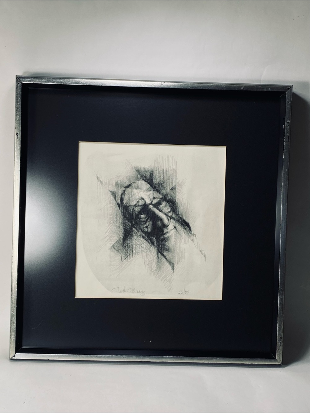 15" x 15" Charles Bragg Framed Matted Portrait of a Man Signed Print 26/50